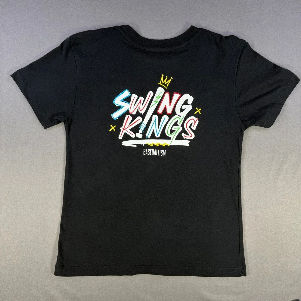 Baseballism Swing Kings Youth Medium Black Graphic Tee Short Sleeve Casual - Picture 2 of 5